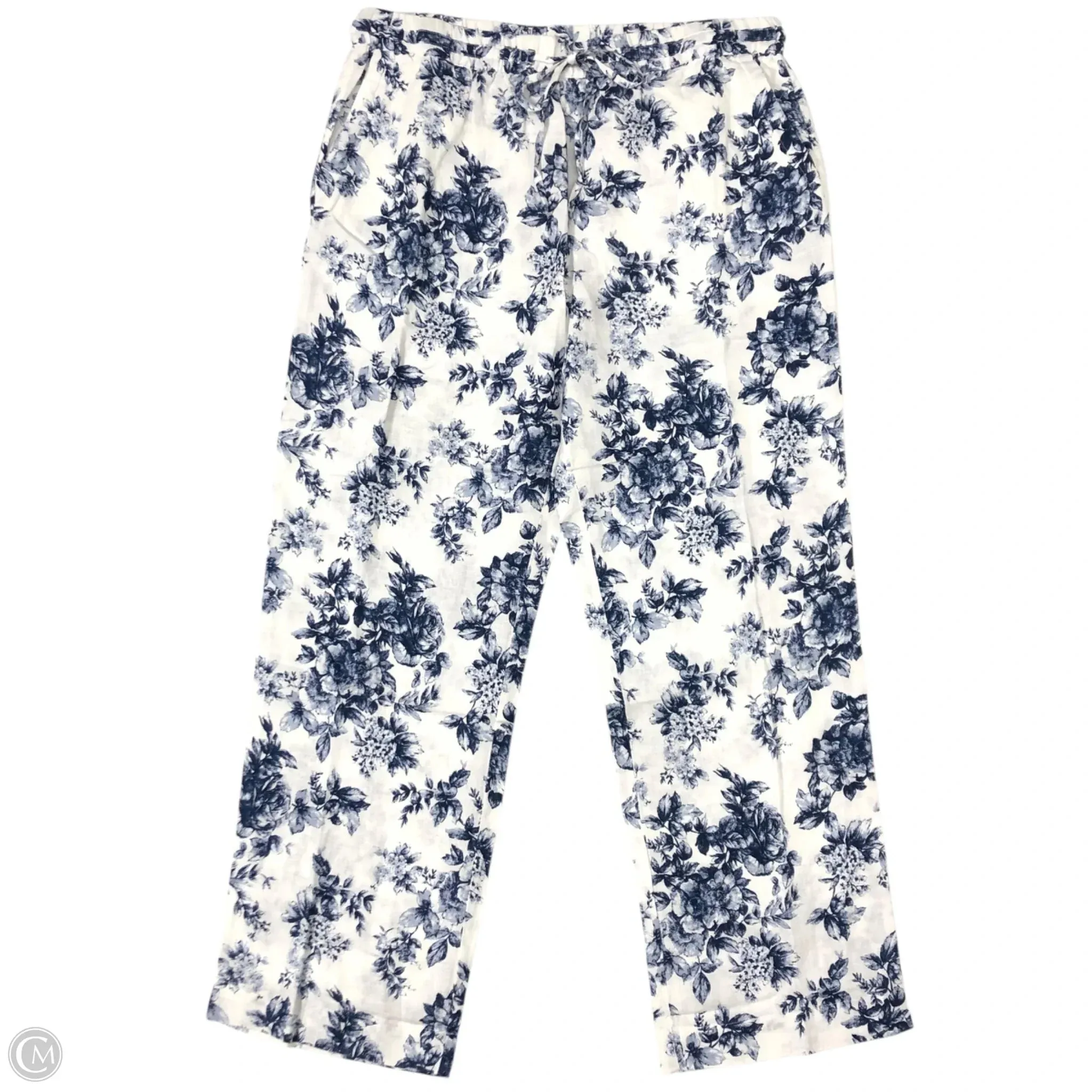 Pants Linen By Charter Club In Blue & White, Size: L
