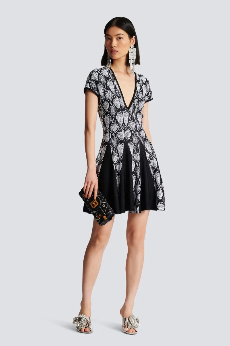 Snakeskin Jacquard Dress