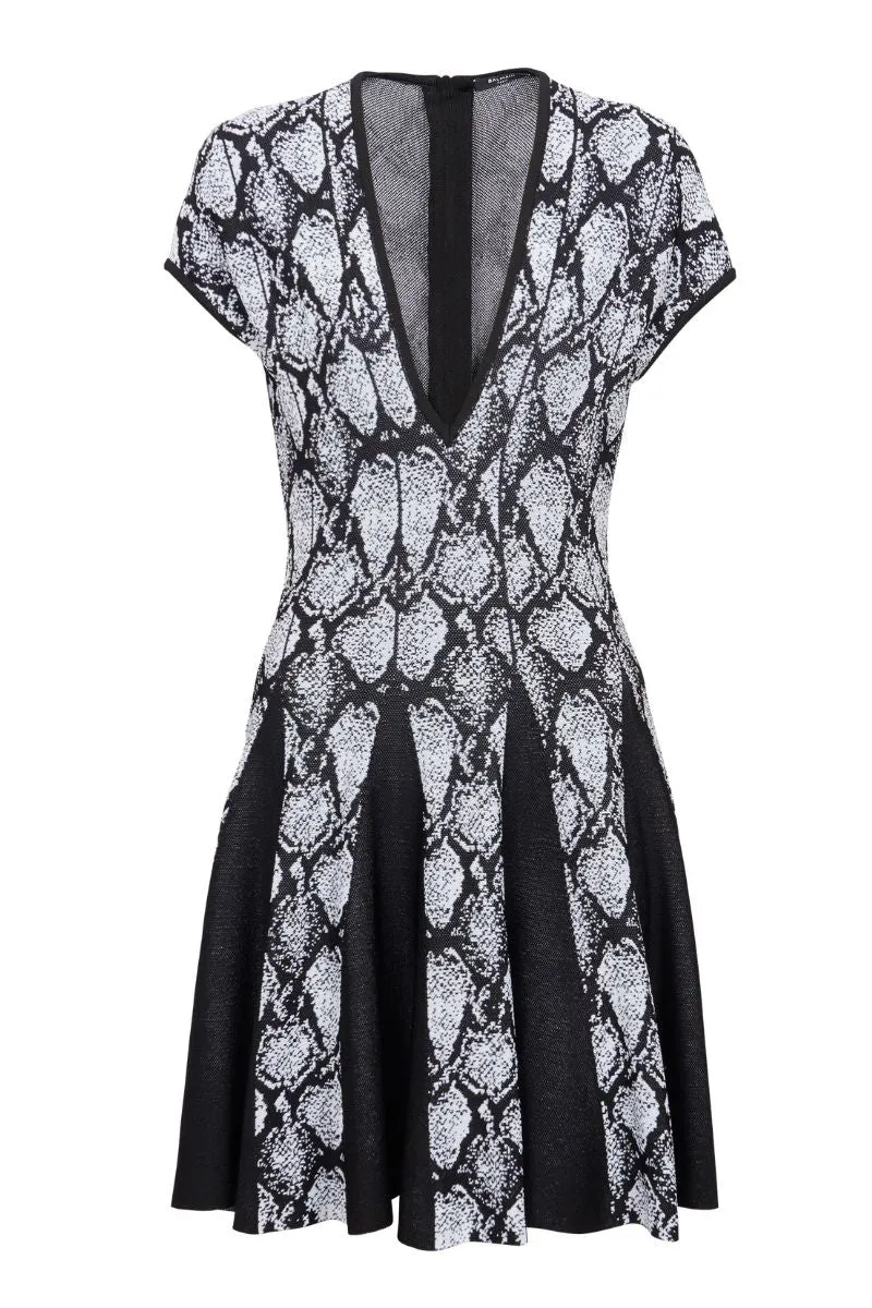 Snakeskin Jacquard Dress