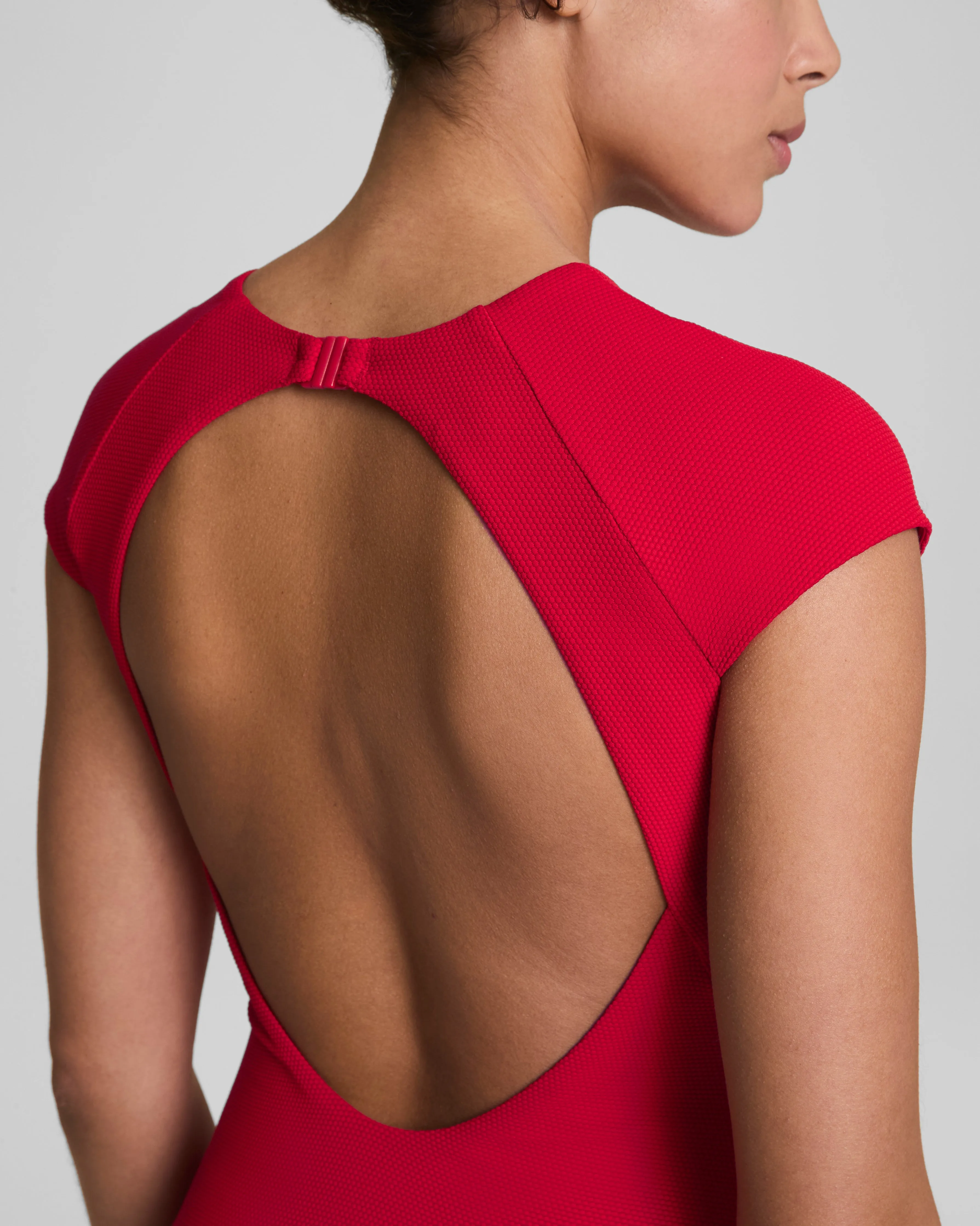 SPANXshape™ Swim Pique High Neck Short Sleeve One-Piece