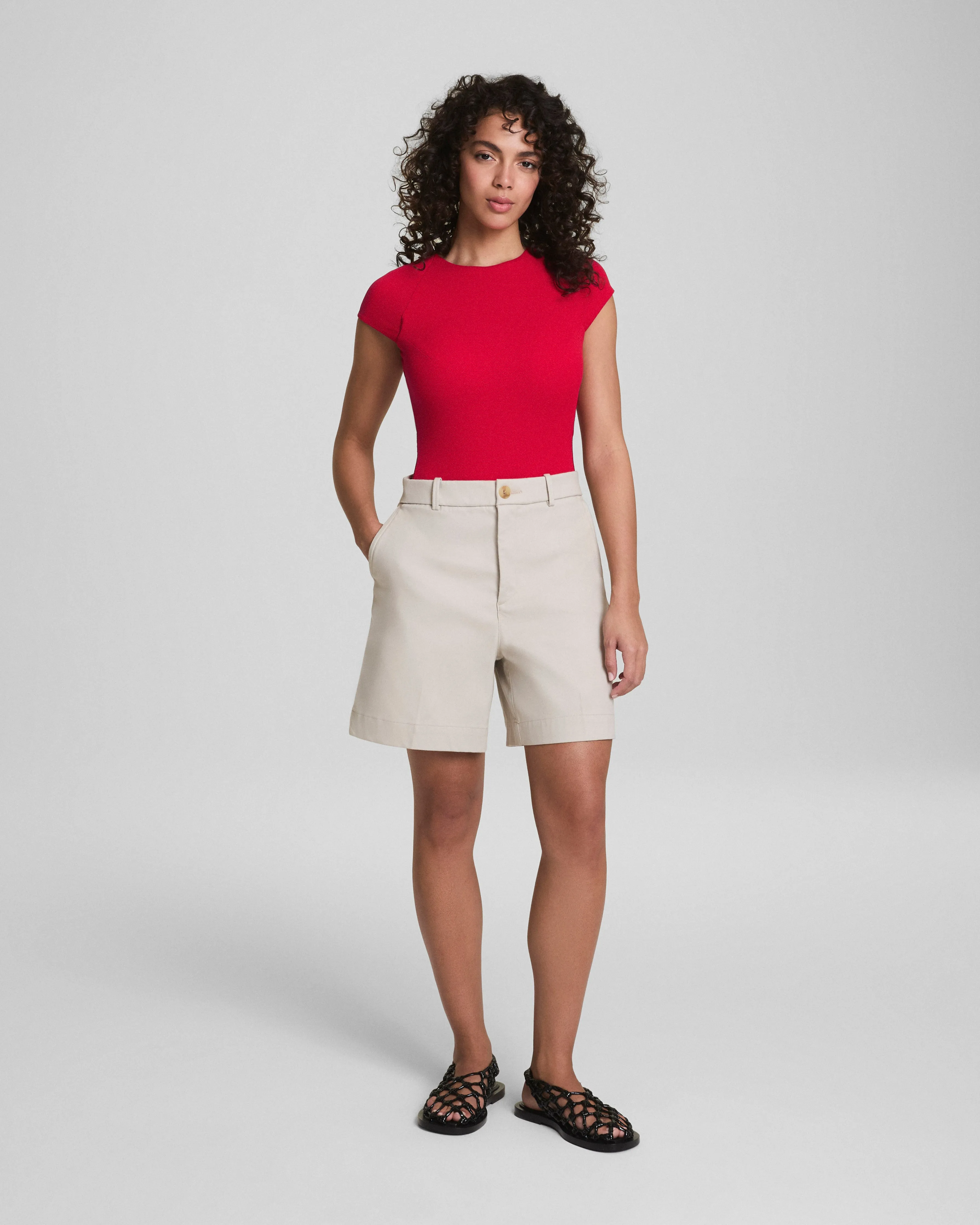 SPANXshape™ Swim Pique High Neck Short Sleeve One-Piece