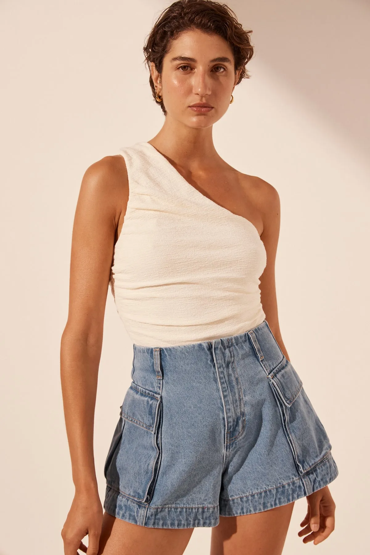 STELLA PATCH POCKET SHORTS - MID BLUE