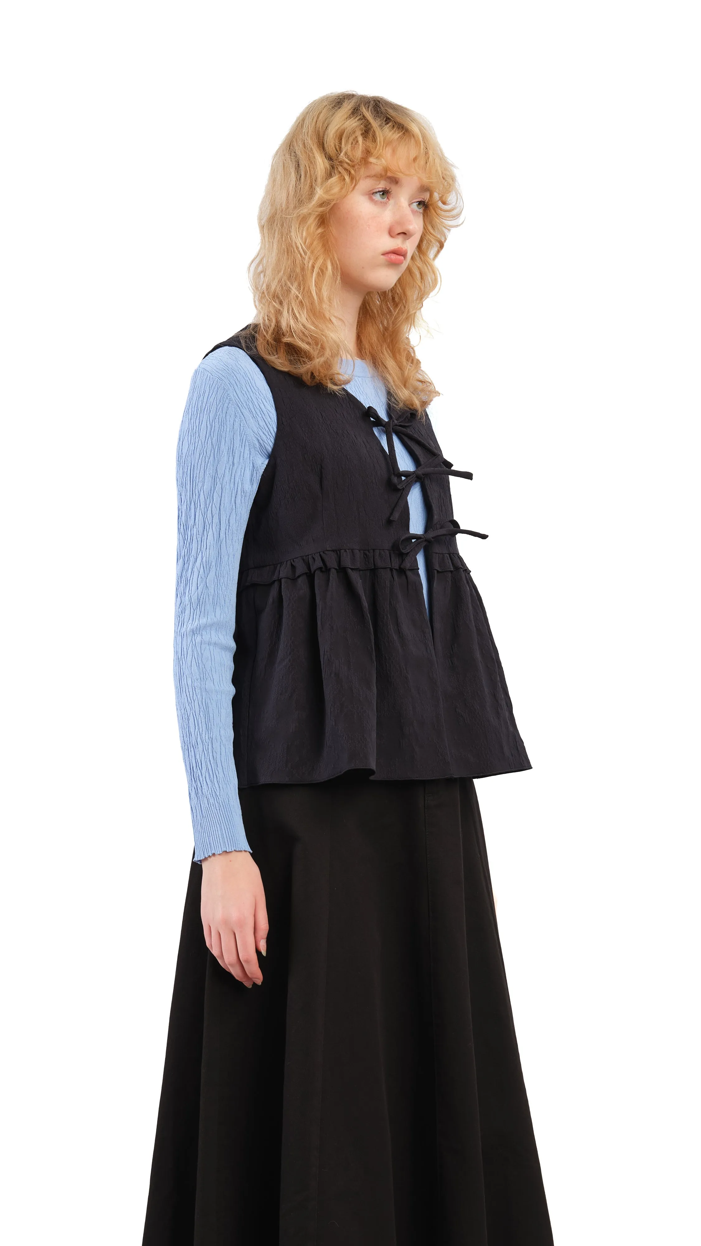 Textural Puff-Sleeves Vest