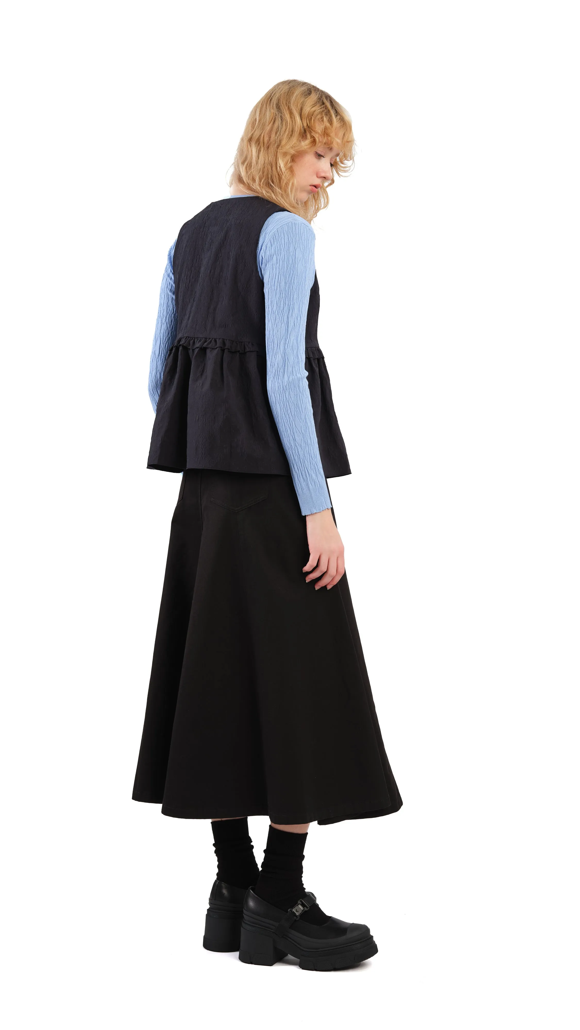 Textural Puff-Sleeves Vest
