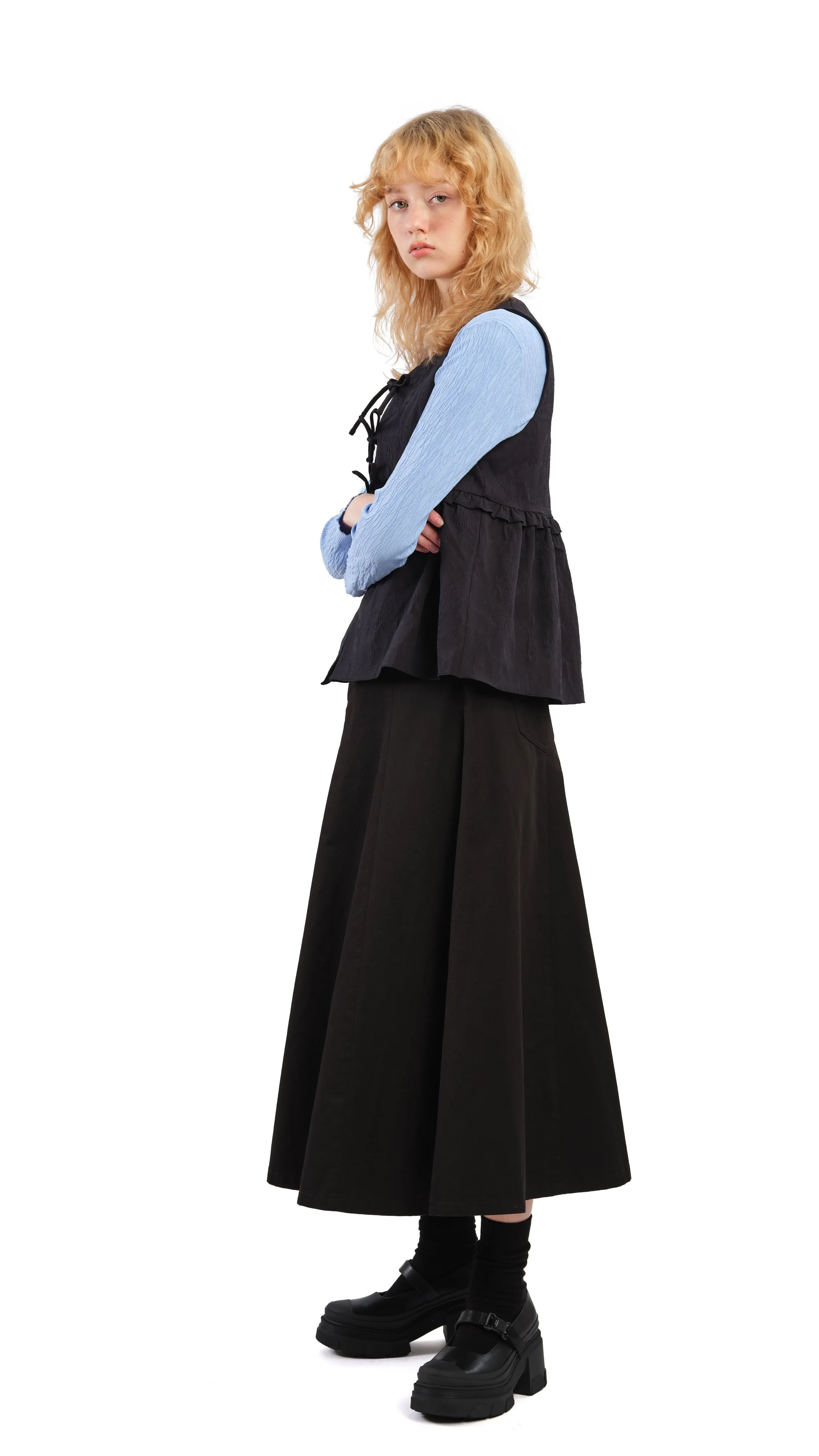 Textural Puff-Sleeves Vest
