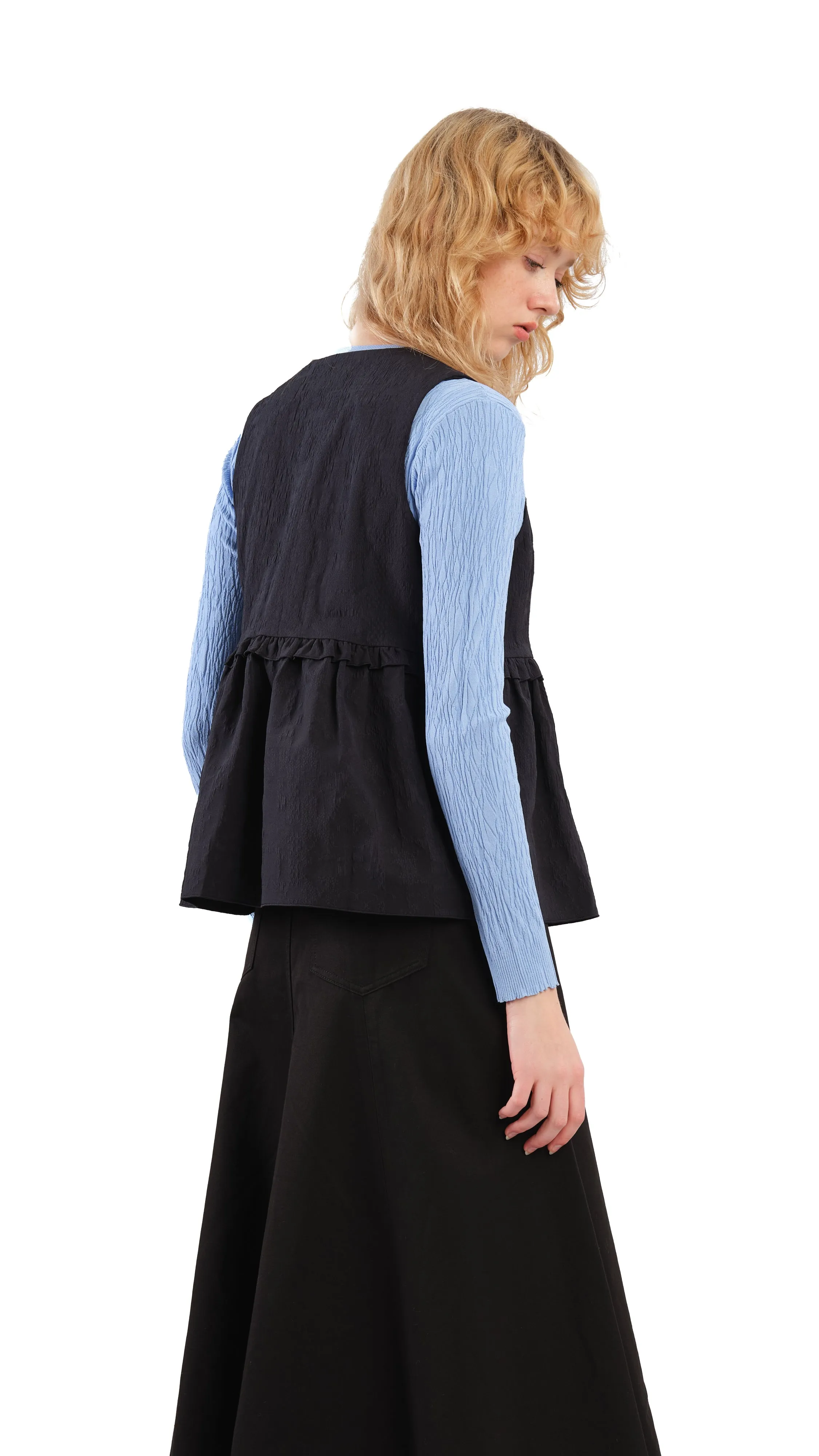 Textural Puff-Sleeves Vest