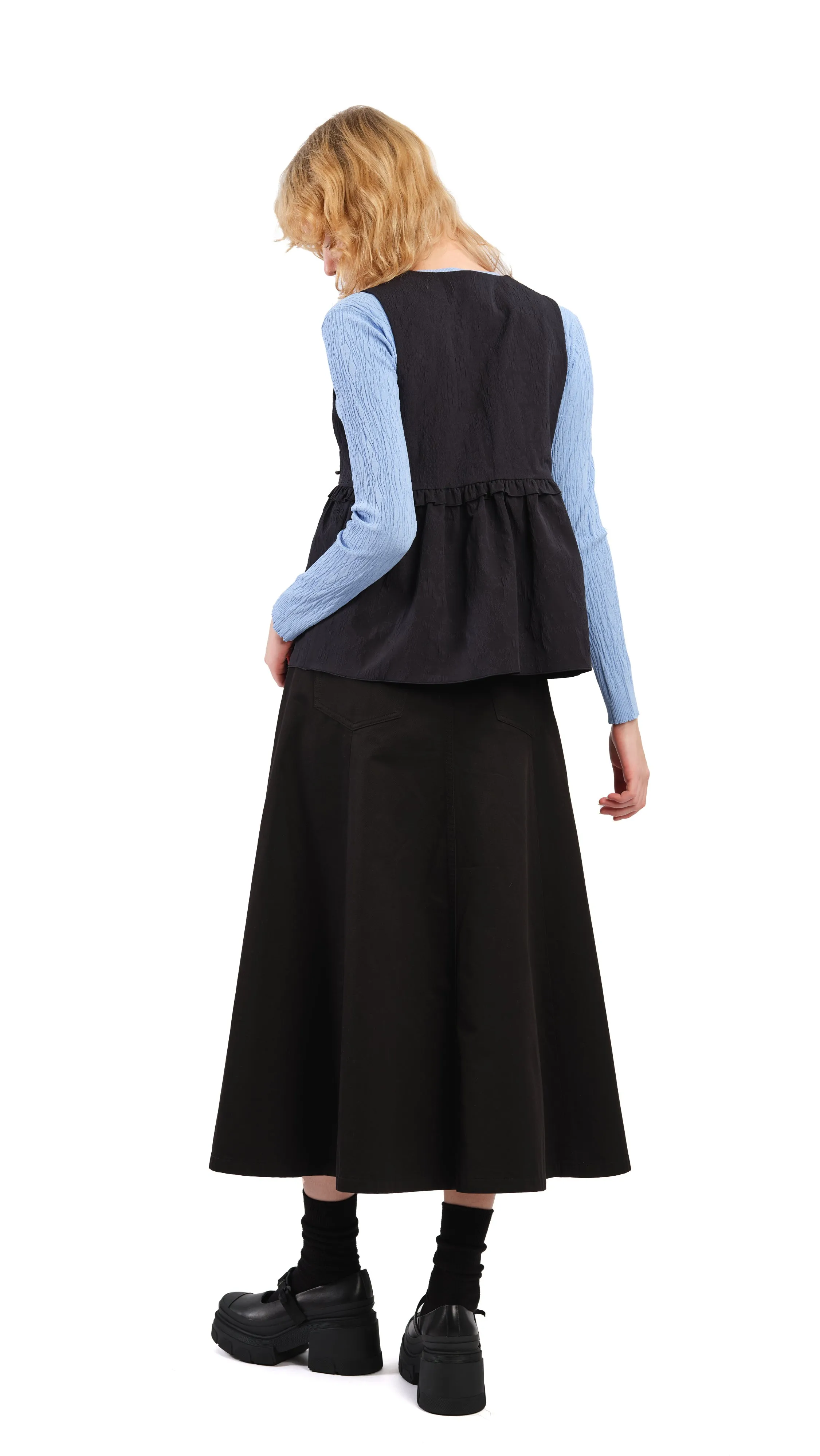 Textural Puff-Sleeves Vest