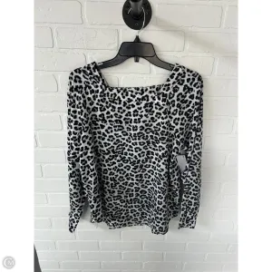Top Long Sleeve By Ann Taylor In Grey & White, Size: S