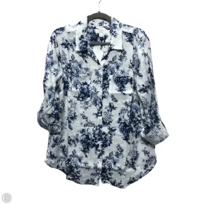 Top Long Sleeve By Charter Club In Blue & White, Size: L