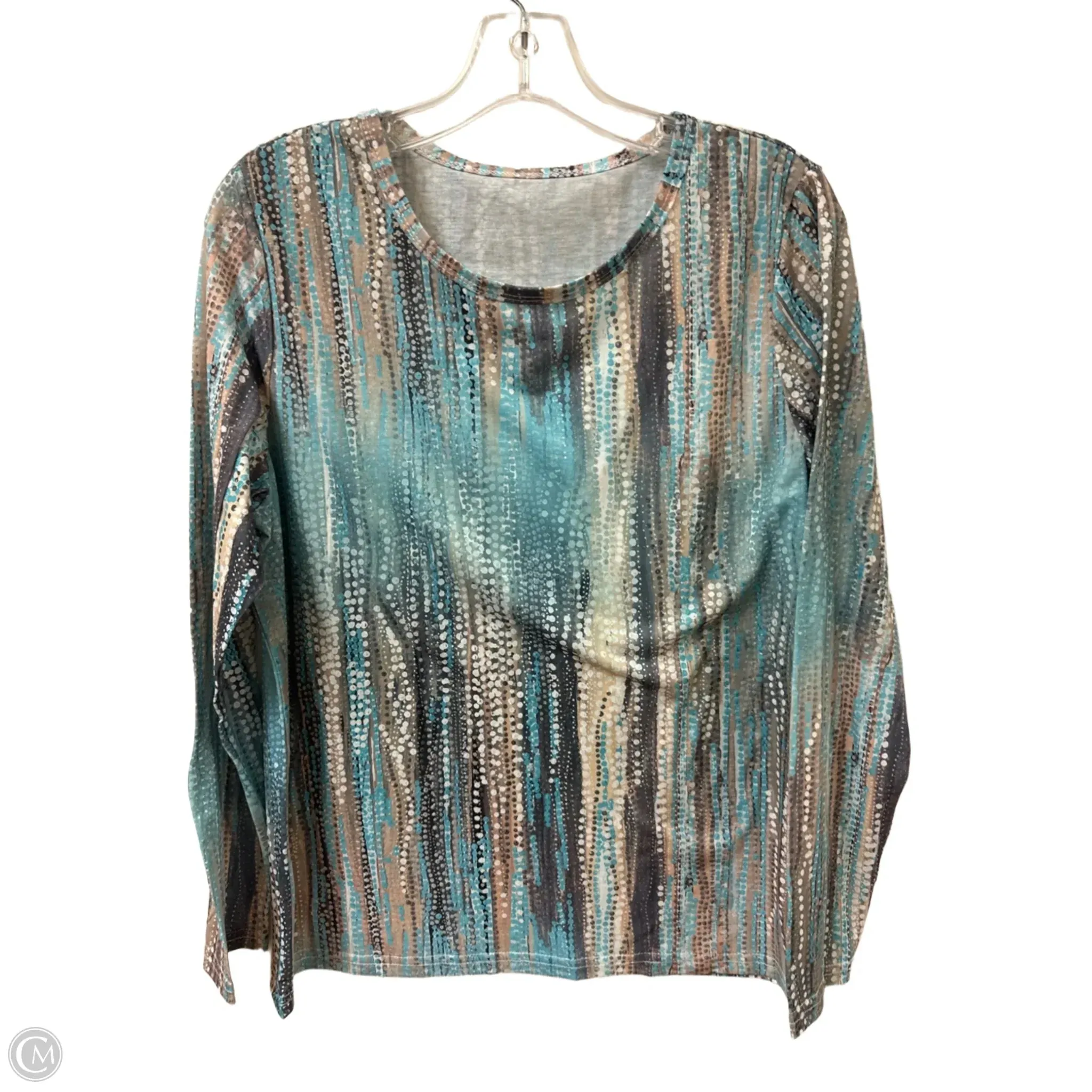 Top Long Sleeve By Clothes Mentor In Blue & Grey, Size: L