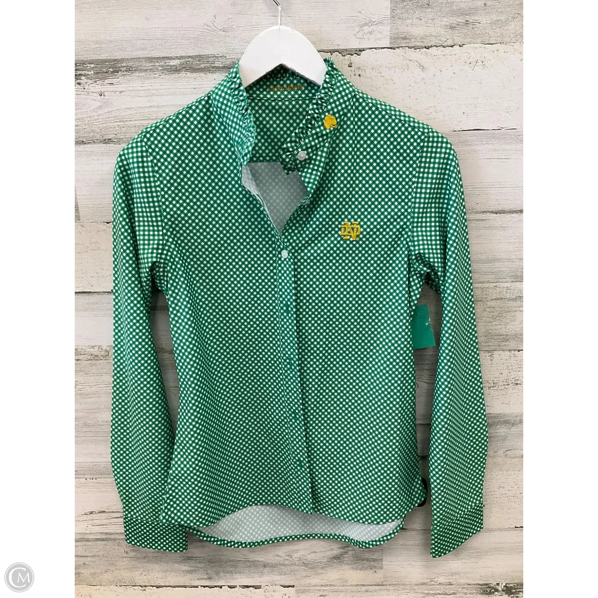 Top Long Sleeve By Clothes Mentor In Green & White, Size: S