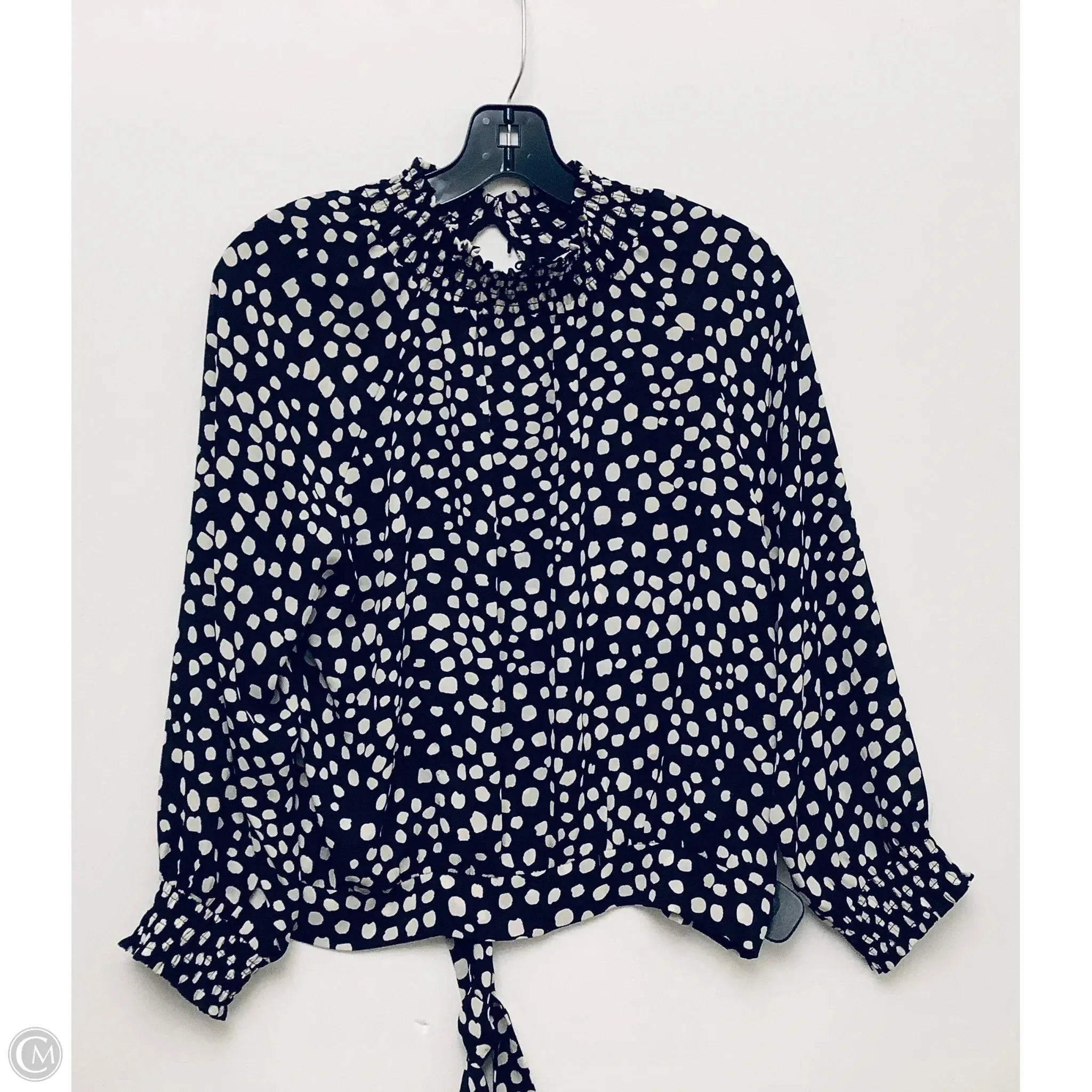Top Long Sleeve By Dr2 In Polkadot Pattern, Size: L