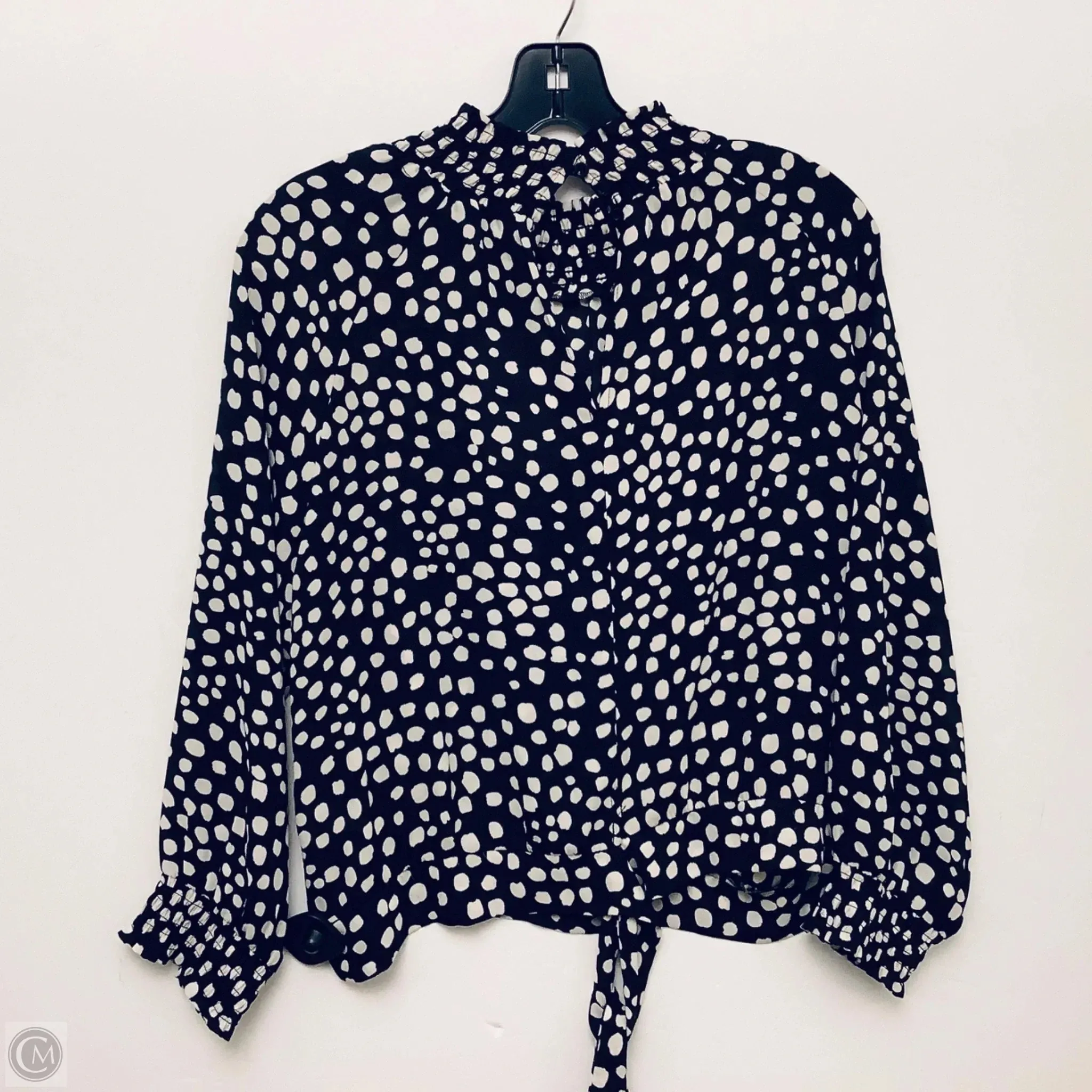 Top Long Sleeve By Dr2 In Polkadot Pattern, Size: L