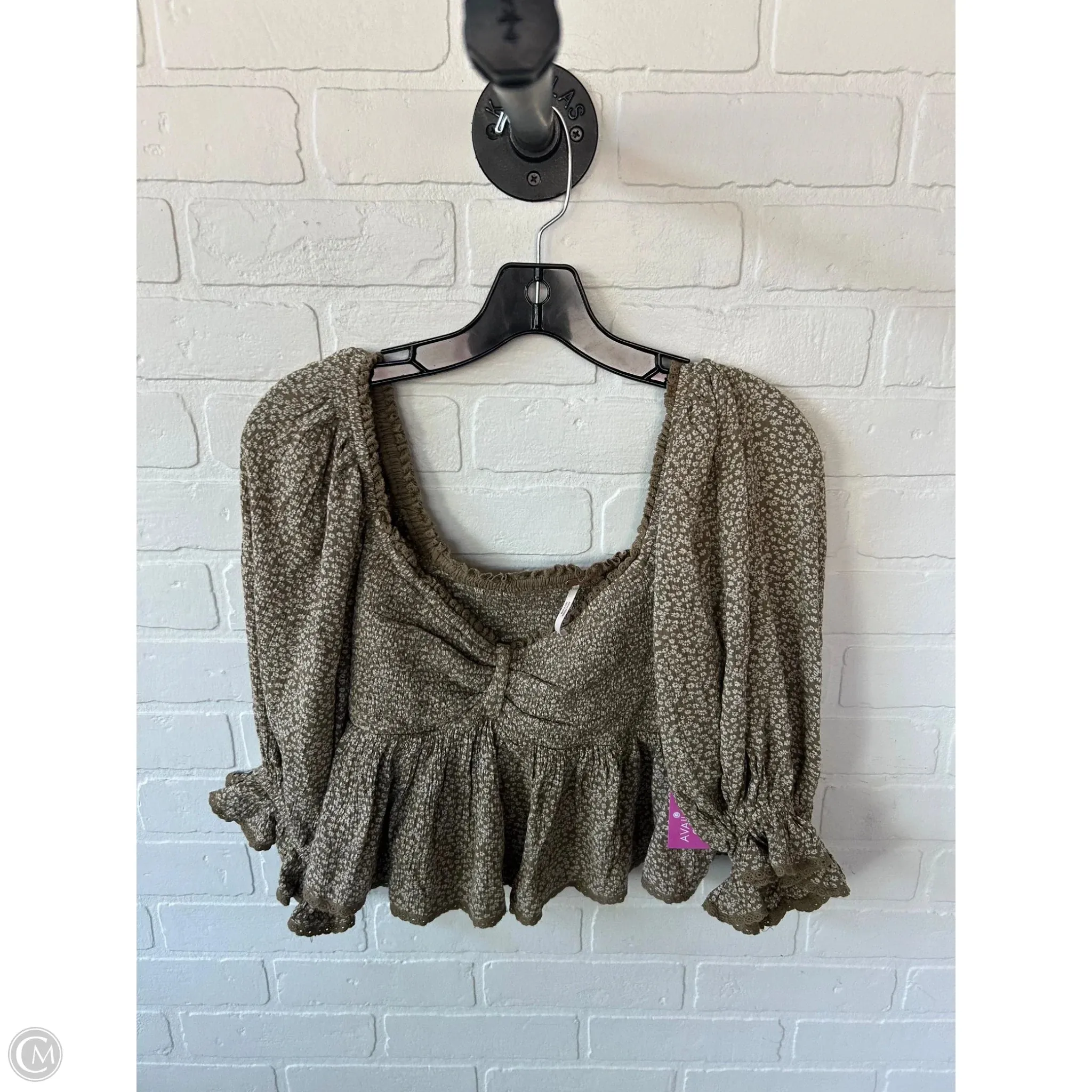 Top Long Sleeve By Free People In Brown & Cream, Size: S