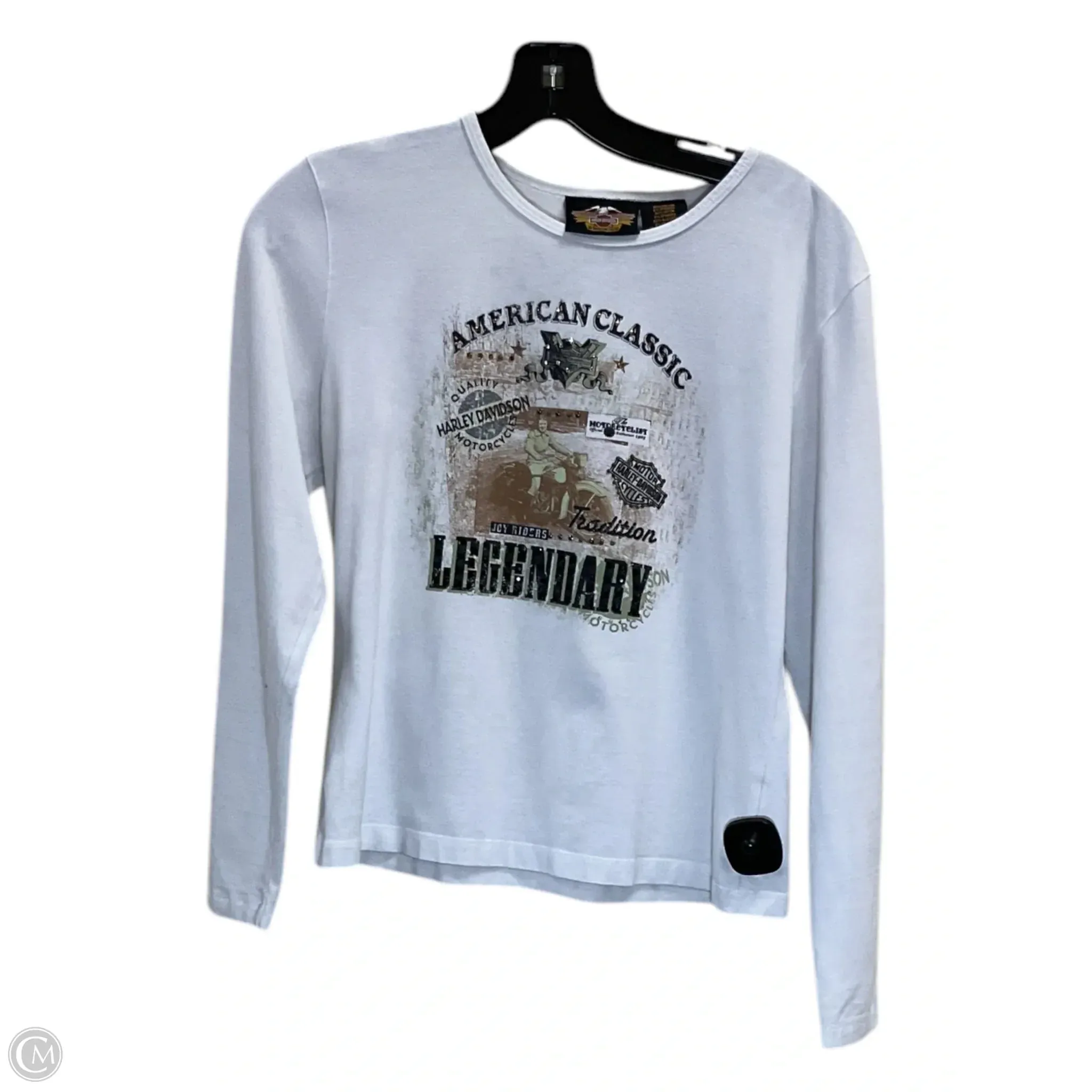 Top Long Sleeve By Harley Davidson In White, Size: L