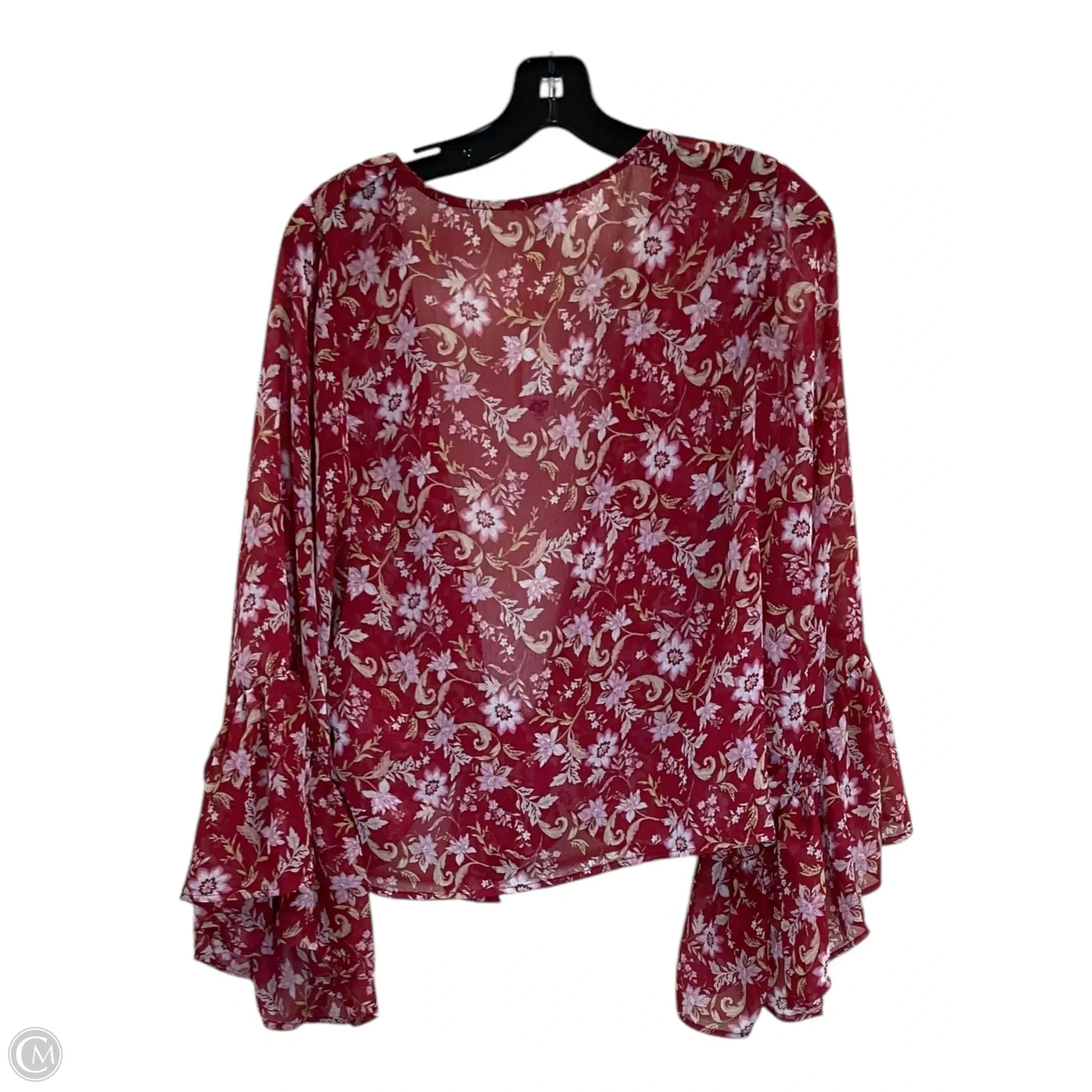 Top Long Sleeve By Miami In Red, Size: Xl