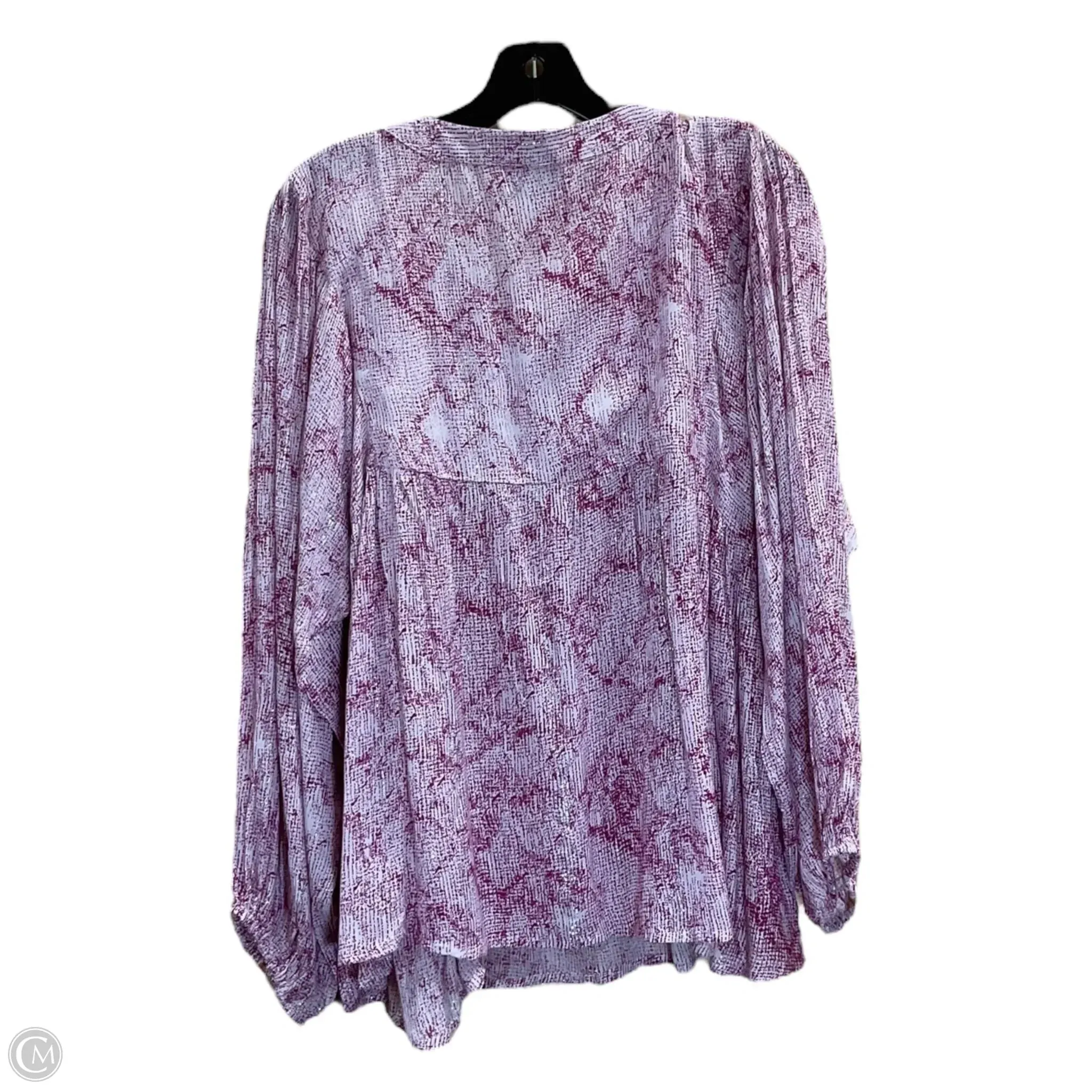 Top Long Sleeve By Myra In Purple & White, Size: L