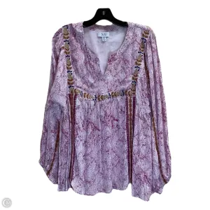 Top Long Sleeve By Myra In Purple & White, Size: L