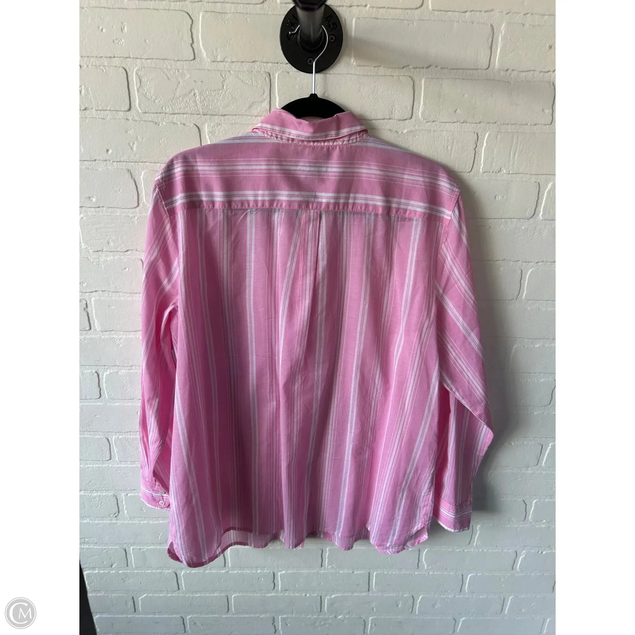 Top Long Sleeve By Talbots In Pink & White, Size: Xl