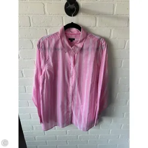 Top Long Sleeve By Talbots In Pink & White, Size: Xl