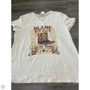 Top Short Sleeve By Cato In Cream, Size: L