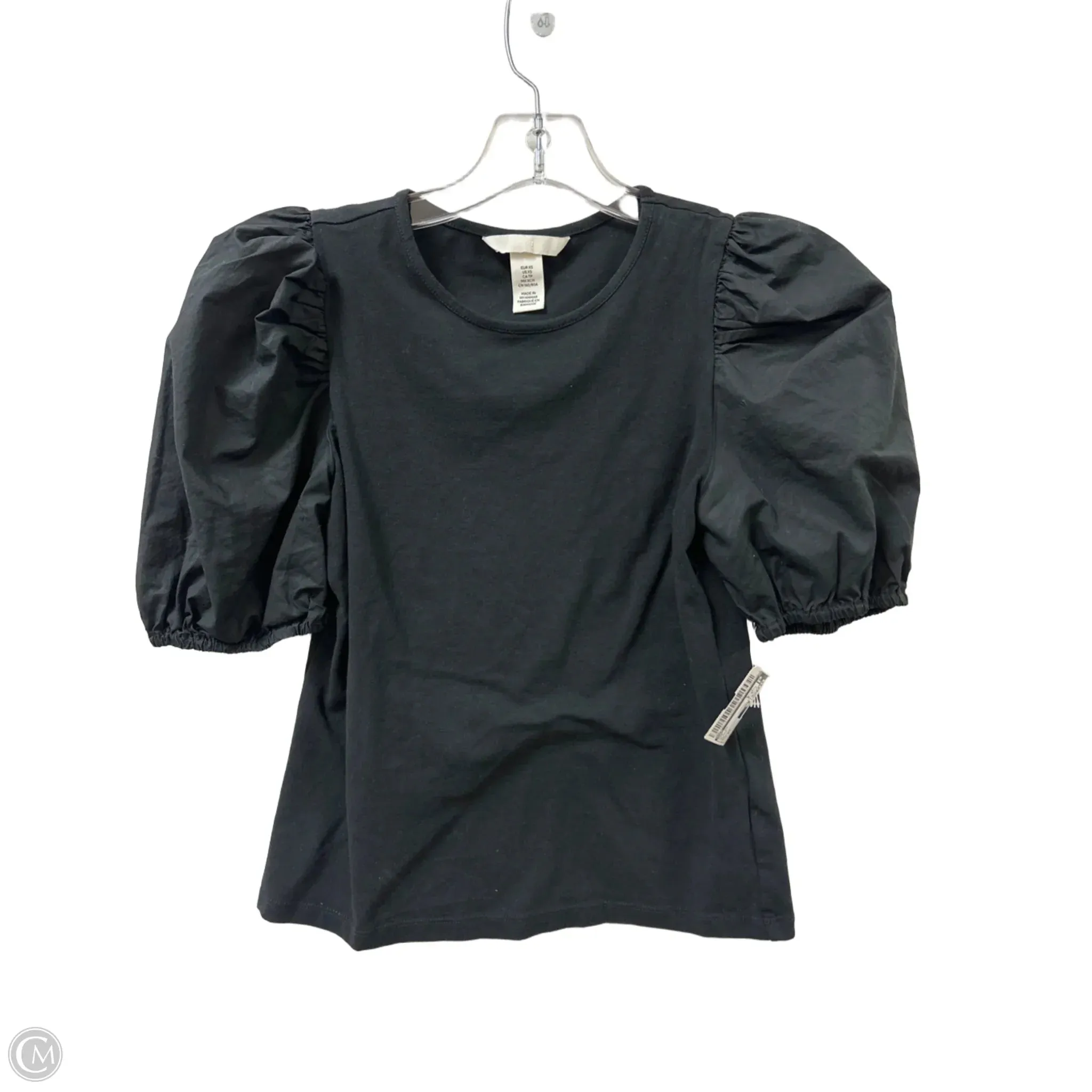 Top Short Sleeve By H&m In Black, Size: Xs