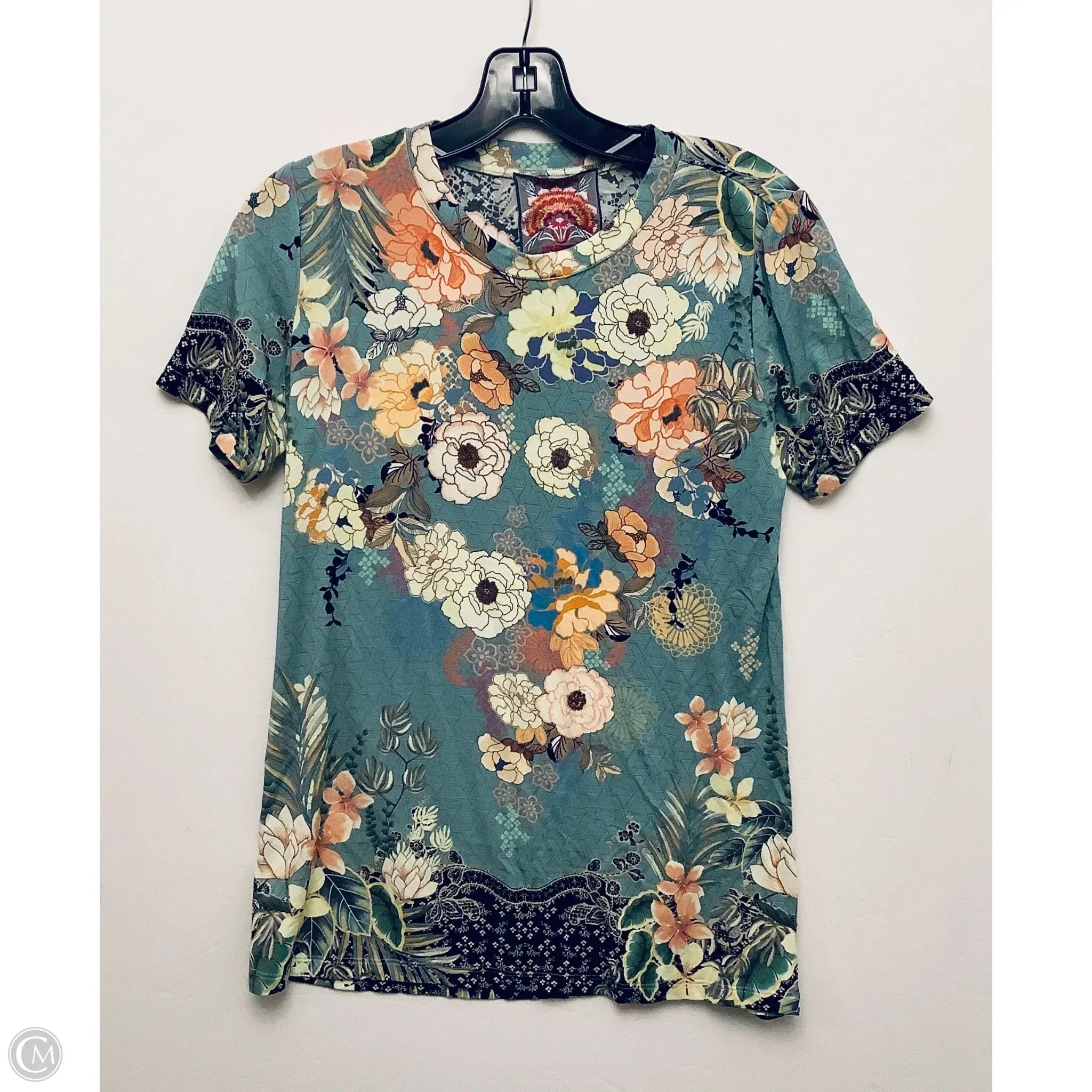 Top Short Sleeve By Johnny Was In Teal, Size: S