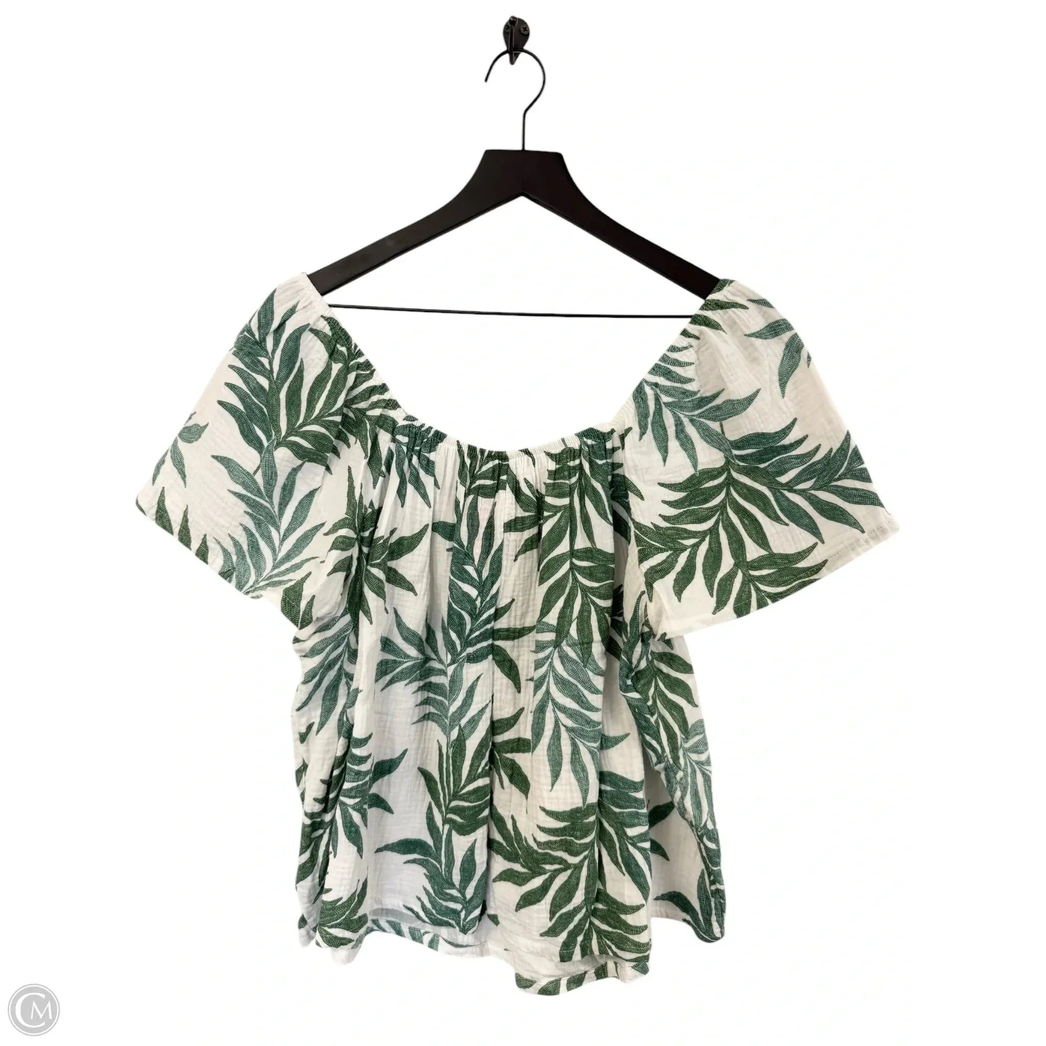 Top Short Sleeve By Joyspun In Green & White, Size: L