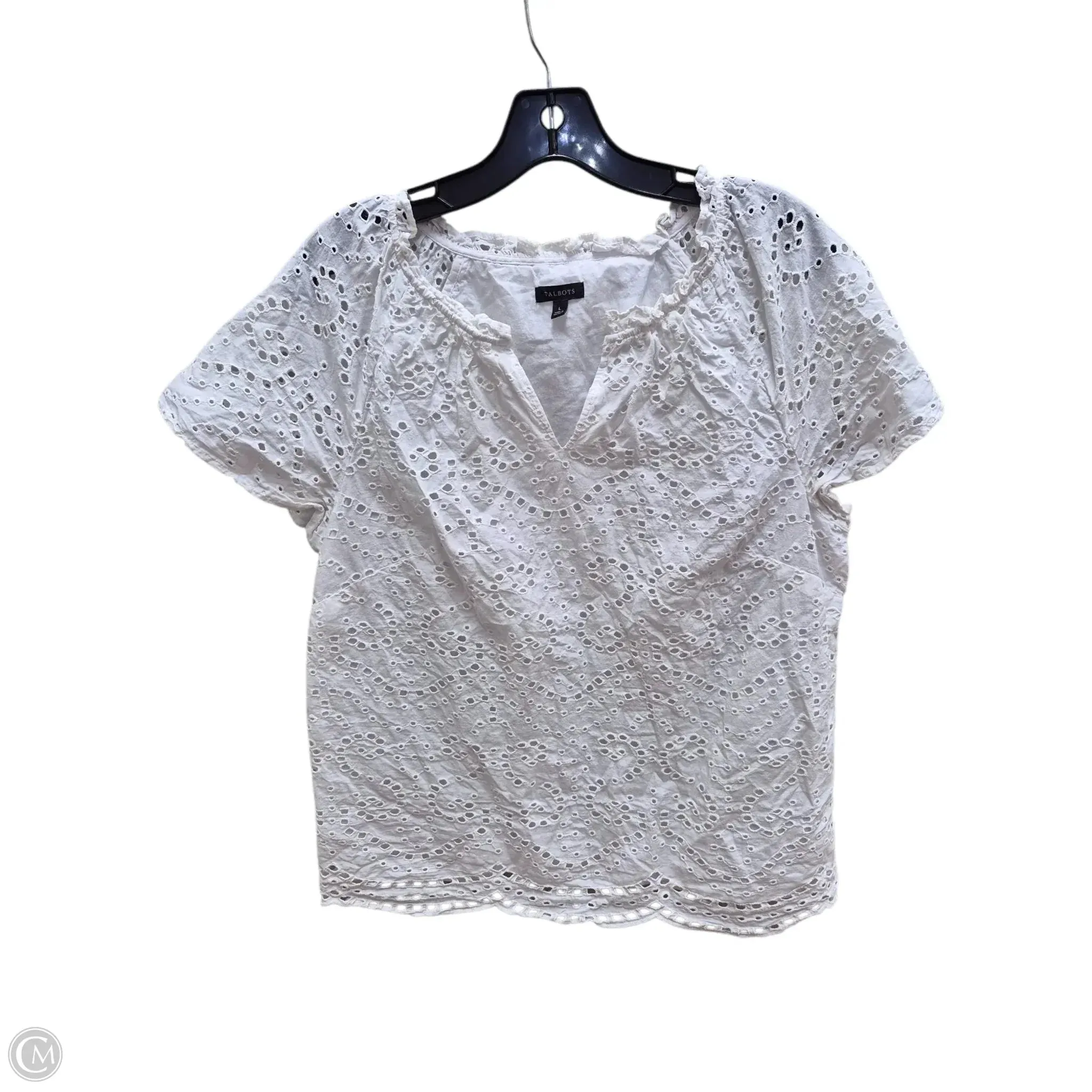 Top Short Sleeve By Talbots In White, Size: L