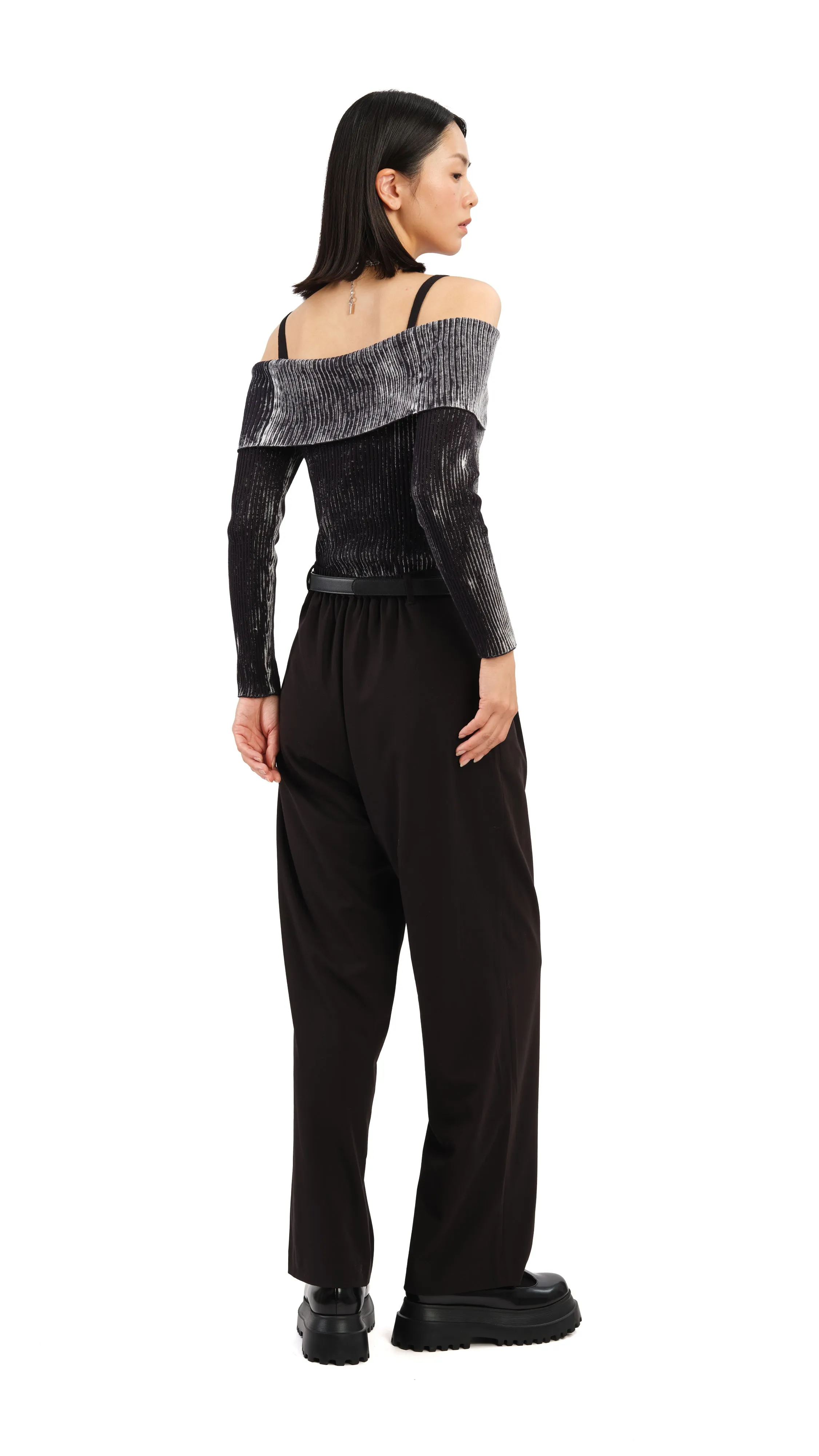 Two-Tone Off Shoulder Sweater