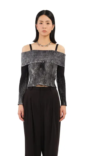 Two-Tone Off Shoulder Sweater