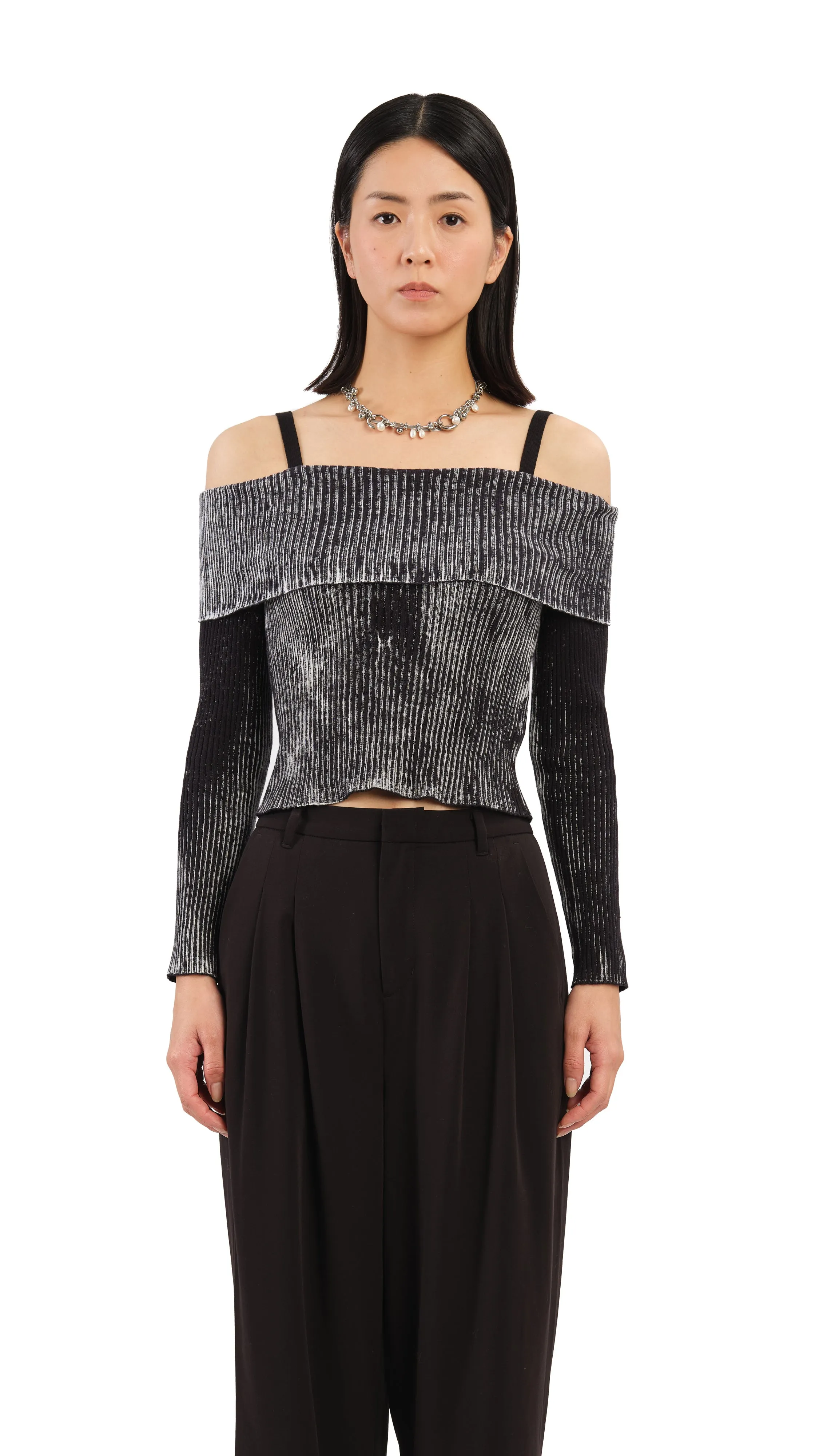 Two-Tone Off Shoulder Sweater