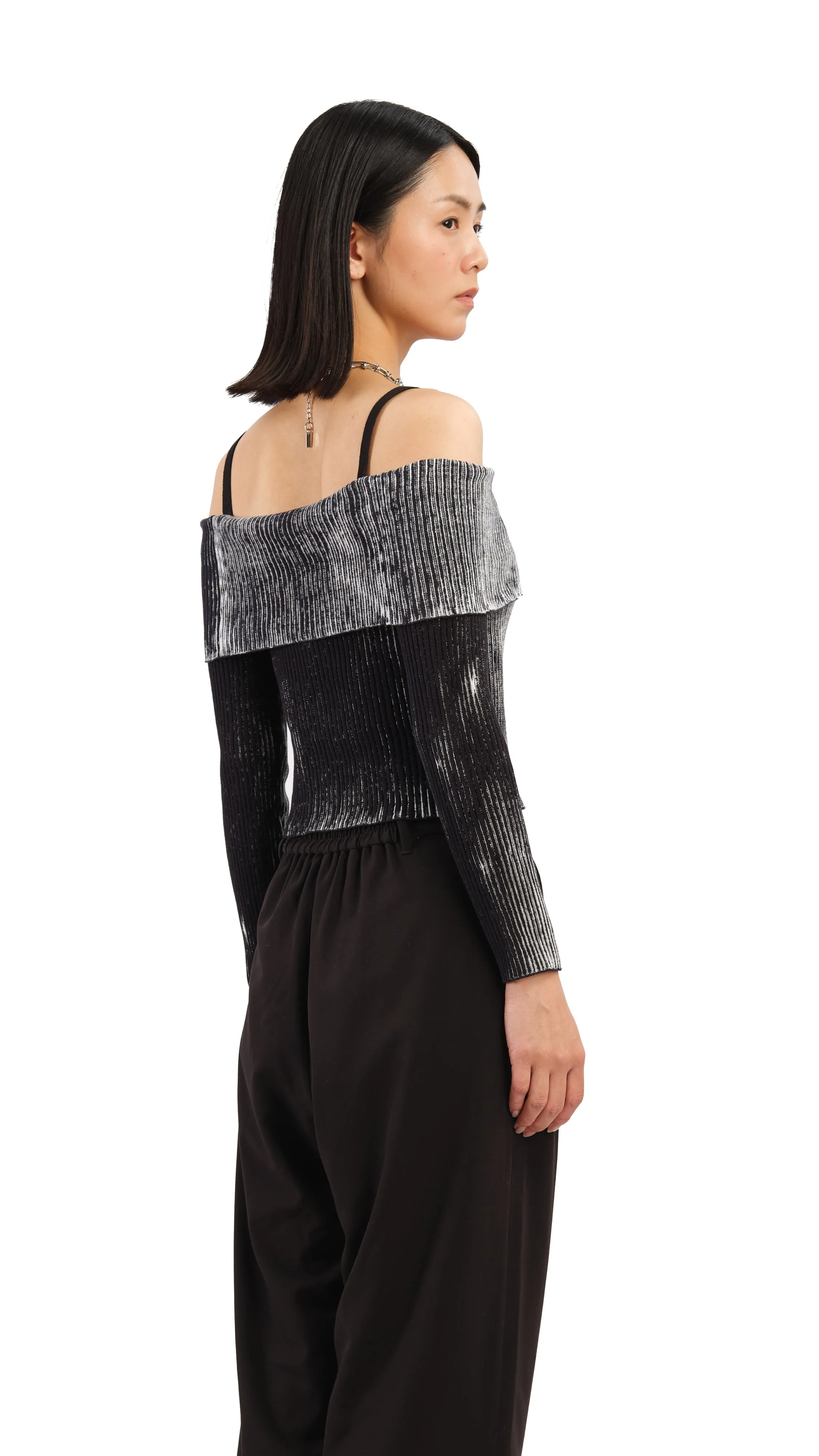 Two-Tone Off Shoulder Sweater