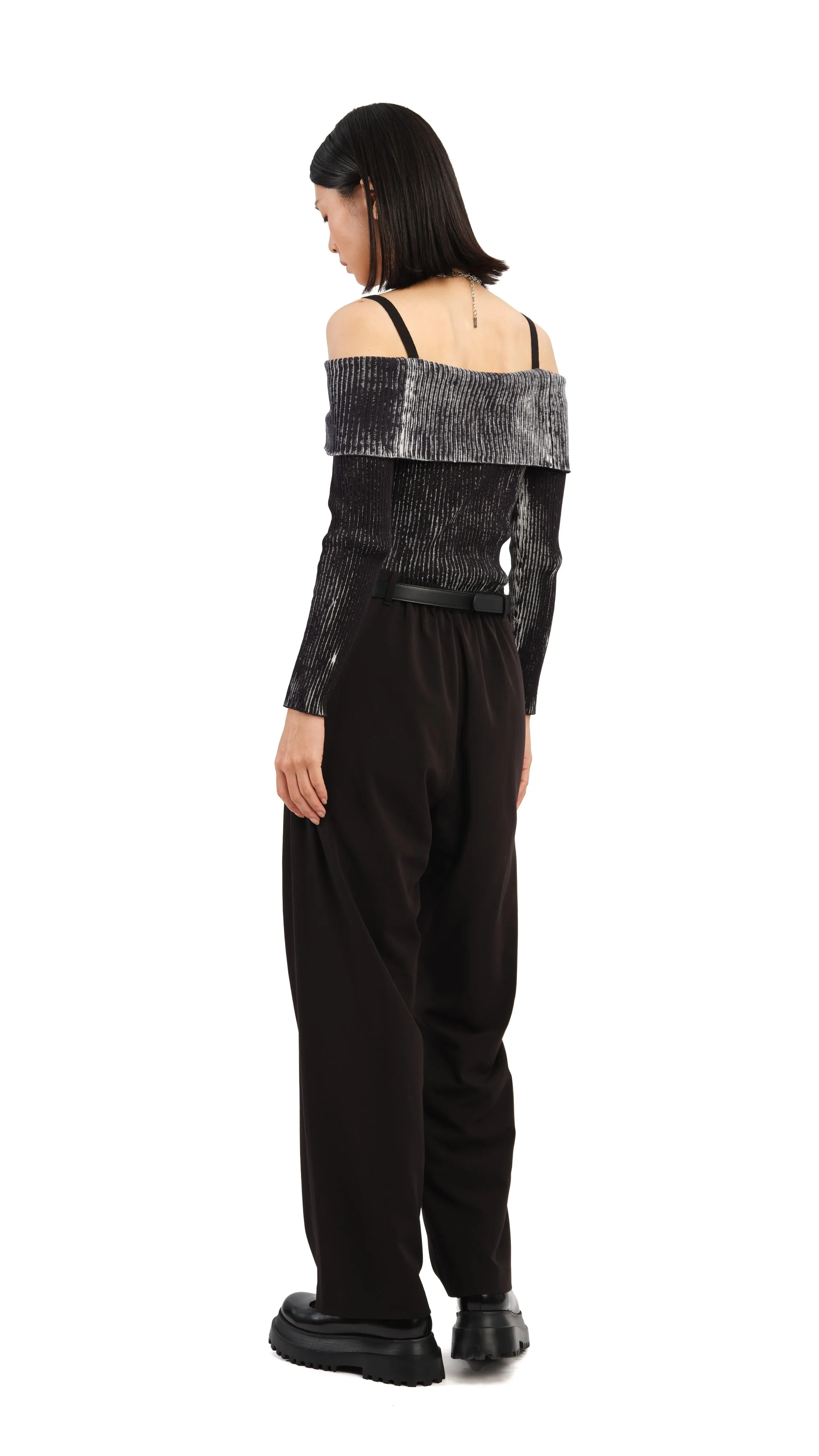 Two-Tone Off Shoulder Sweater