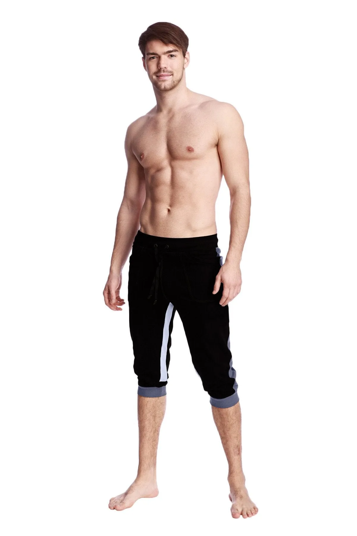 Ultra-Flex Tri-color Cuffed Yoga Pant (Black w/Charcoal & Grey)