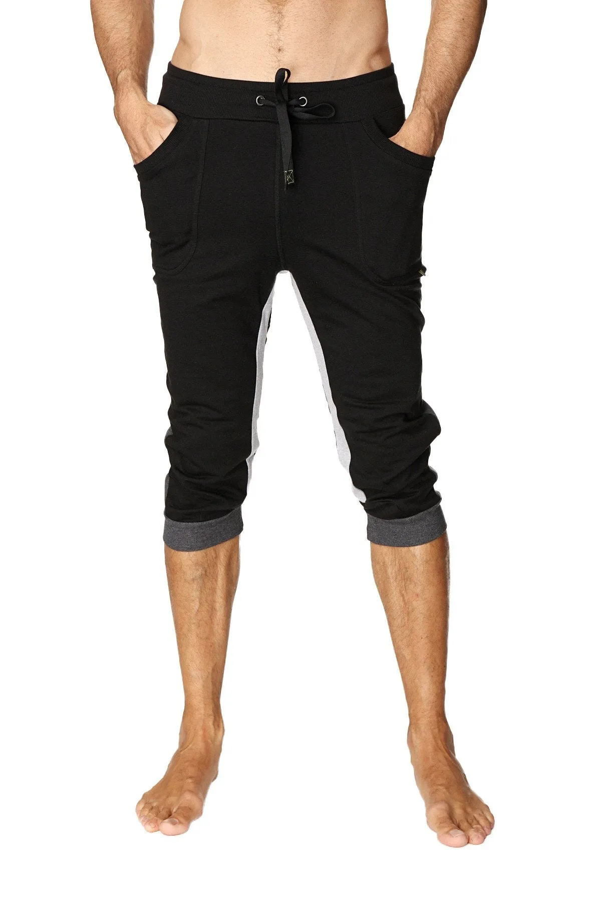 Ultra-Flex Tri-color Cuffed Yoga Pant (Black w/Charcoal & Grey)
