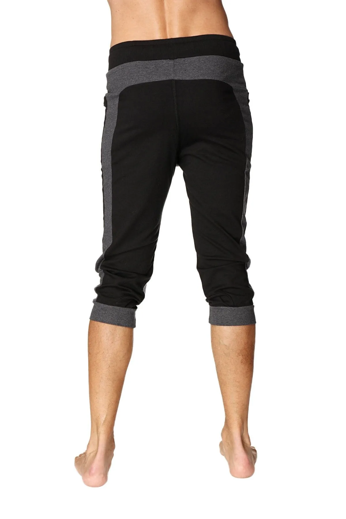Ultra-Flex Tri-color Cuffed Yoga Pant (Black w/Charcoal & Grey)