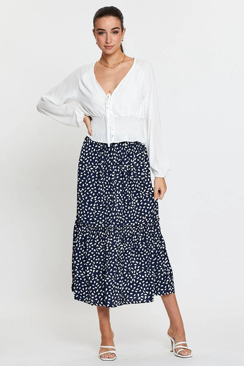 White Crop Top Long Sleeve V-Neck