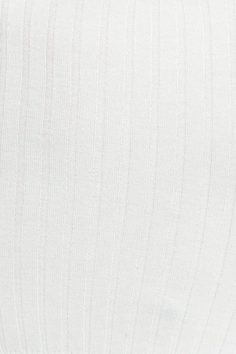 White Knit Top Long Sleeve Crop