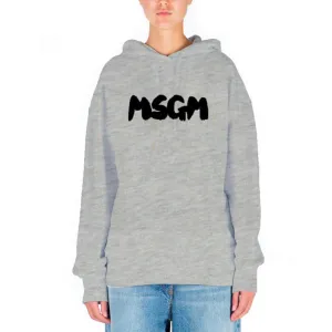 Women's Brush Print Hoodie Light Grey