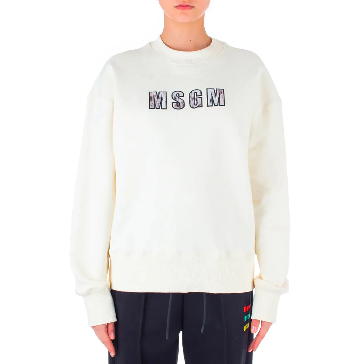 Women's Msgm Lynx Printed Sweatshirt White