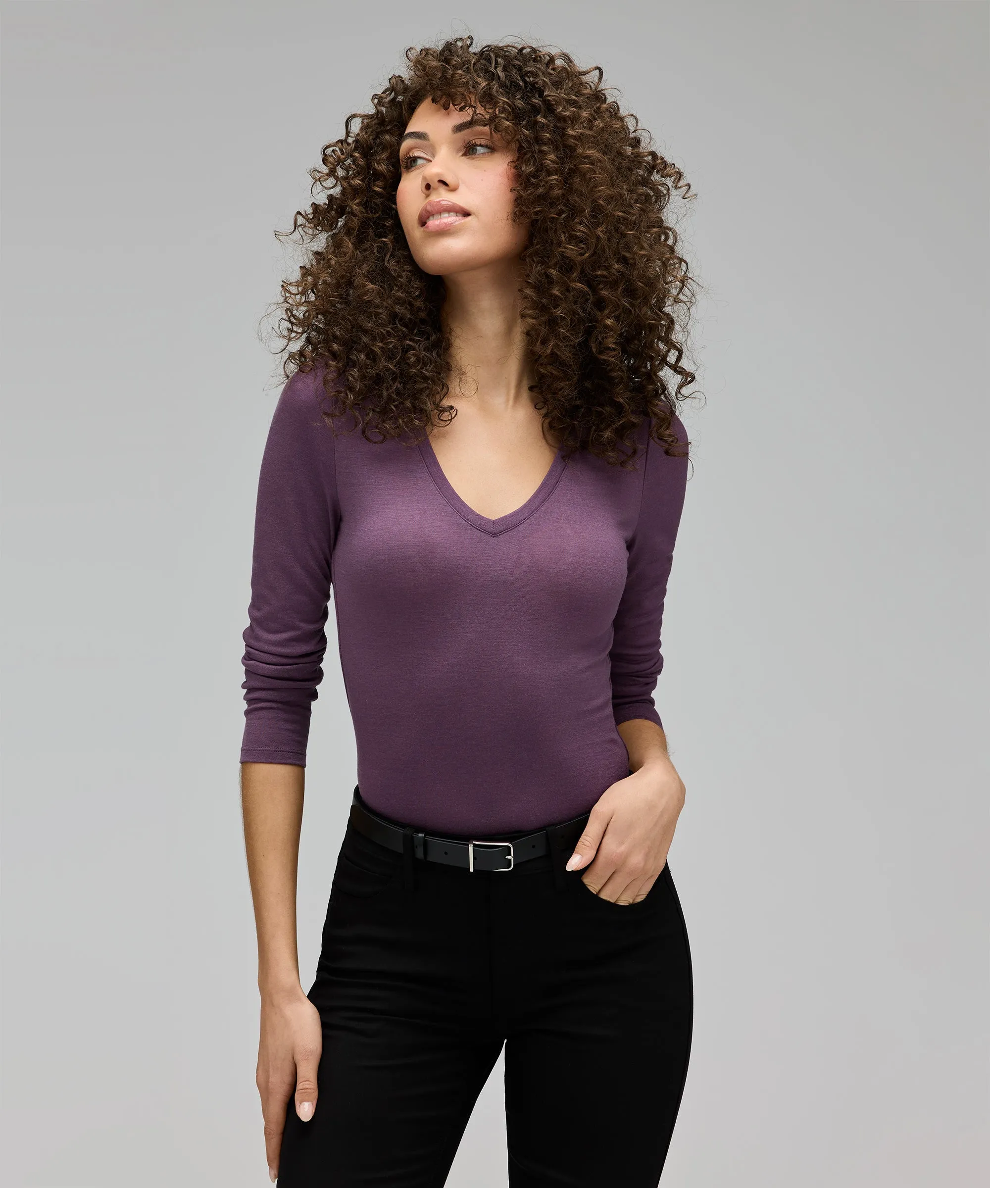 Women's Slim Merino Long Sleeve V-Neck