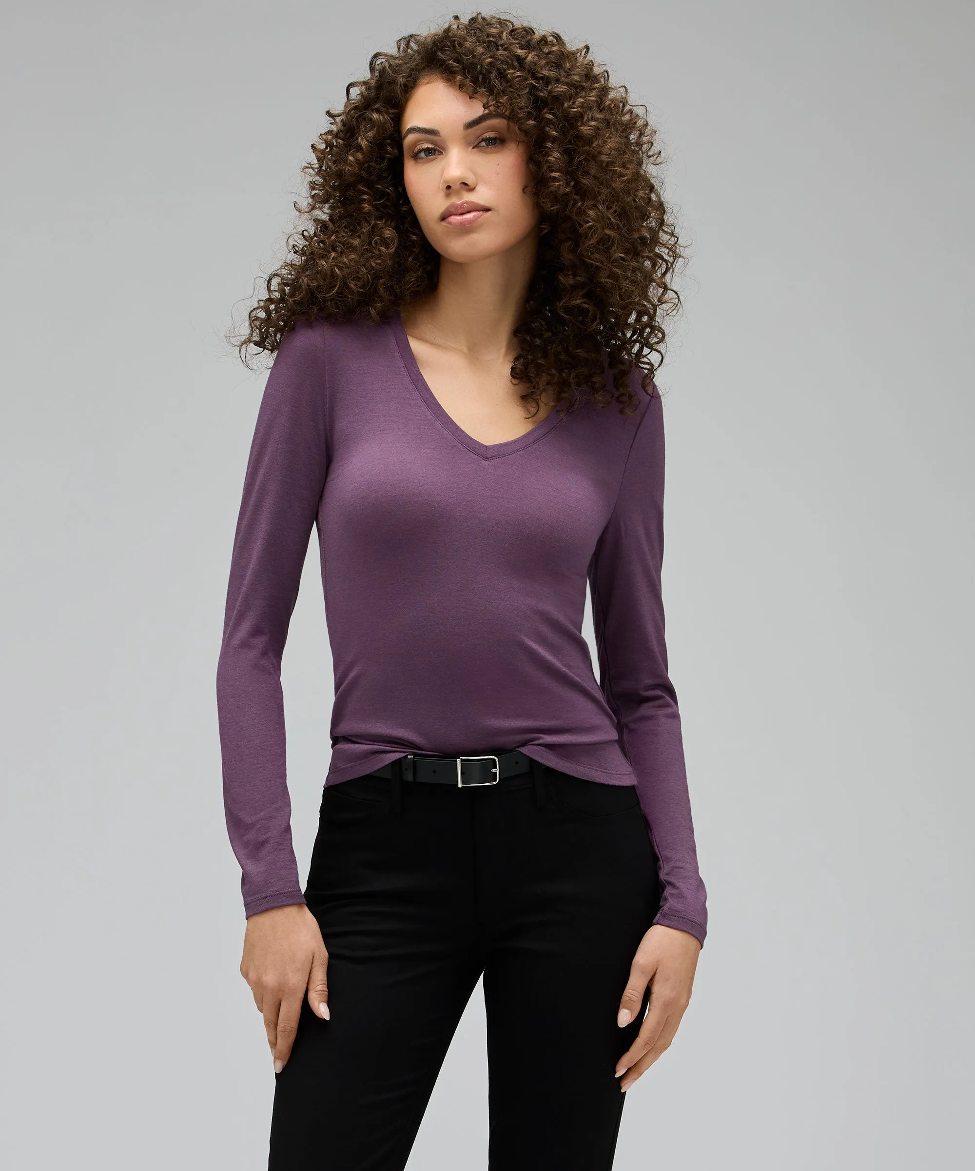 Women's Slim Merino Long Sleeve V-Neck