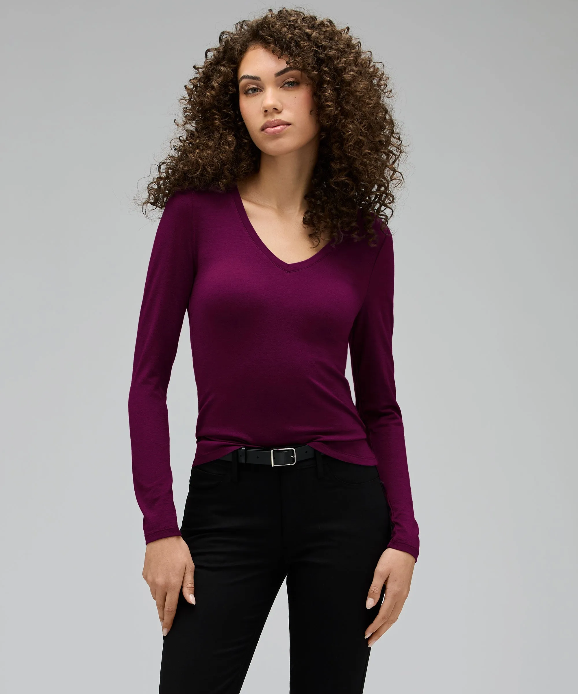 Women's Slim Merino Long Sleeve V-Neck