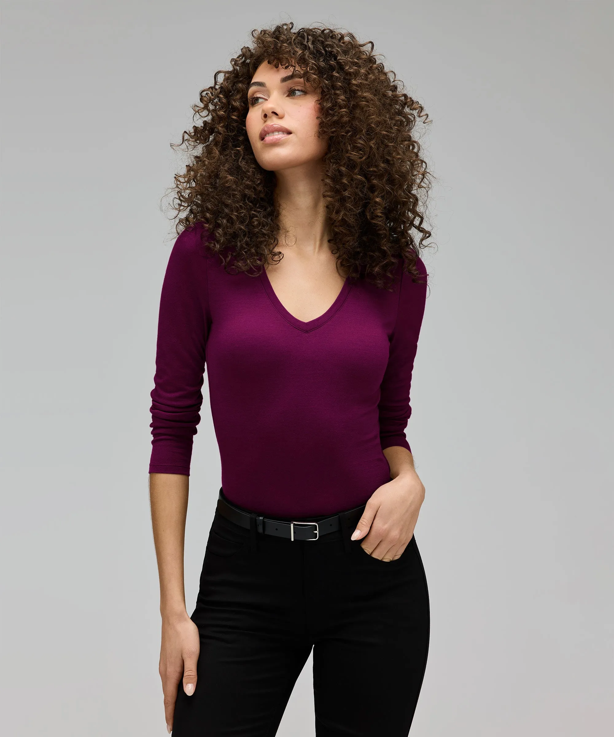 Women's Slim Merino Long Sleeve V-Neck